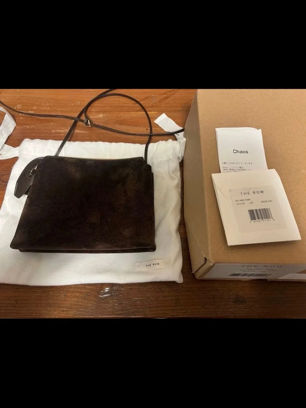 The Row Chocolate Suede Messenger Bag
